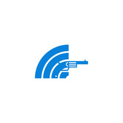 WiFi signal and revolver combination. Logo design.