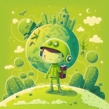 Create White Lime Green Background For A Kids Book 