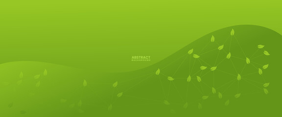 Obraz premium abstract green colorful geometric background with triangle shape pattern and leaf