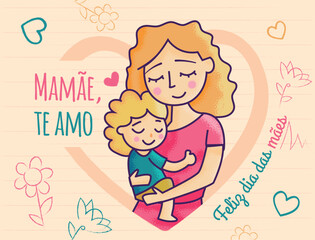 Dia das mães mothers day card banner children illustration minimalist