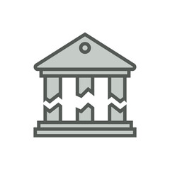 The destroyed cracked collapsed building.