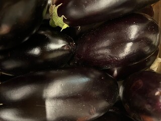 close up of eggplants