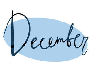 simple design element lettering hand style month december winter on blue background black letters for ballet journal calendar postcard