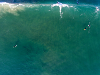 Obraz premium Caparica Beach Aerial Photos of surfist in sea, Portugal