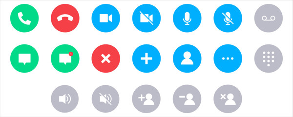 Video call icon set. Video conference. Collection of online video chat app buttons on white background technology call vector on eps10 graphic