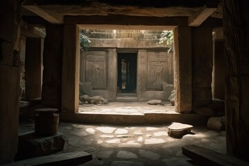 Archaeological discovery, ruins of an ancient temple or tomb, generative ai