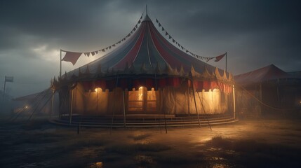 Circus tent outline on the horizon, generative ai