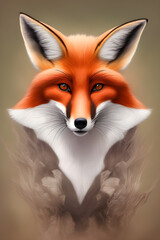 Obraz premium Beautiful fox. Colorful wildlife portrait. Poster for spring holidays, generative AI.