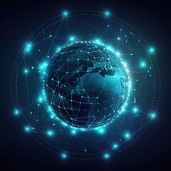 Obraz premium concept of a world network. on a world map. worldwide network Earth. generative ai