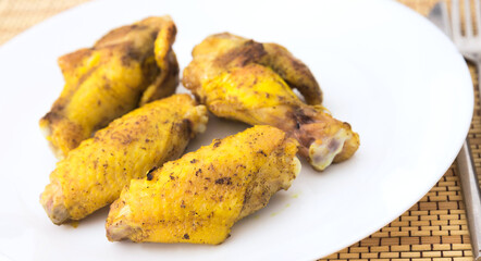 fried chicken wings on white plate
