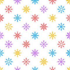 Seamless pattern with colorful snowflakes
