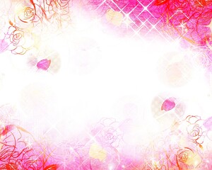 Obraz premium 70年代風少女漫画キラキラ薔薇の花園背景ペン画イラスト