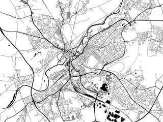 A vector road map of the city of  Doncaster in the United Kingdom on a white background.