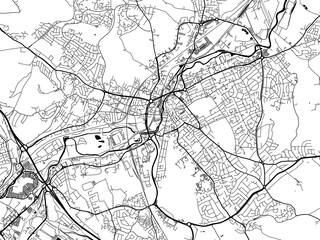 Fototapeta na wymiar A vector road map of the city of Rotherham in the United Kingdom on a white background.