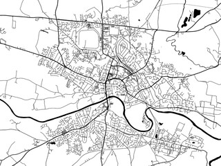 A vector road map of the city of  Hereford in the United Kingdom on a white background.