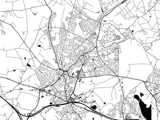 Obraz premium A vector road map of the city of Cannock in the United Kingdom on a white background.