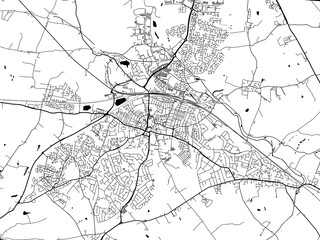 A vector road map of the city of  Rugby in the United Kingdom on a white background.
