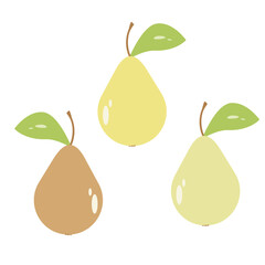 Green pear isolated on white background. Vector illustration. Cut green pear - 592286309