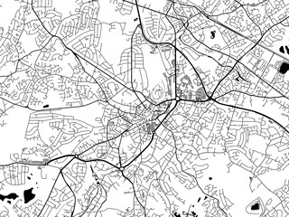 A vector road map of the city of  Dudley in the United Kingdom on a white background.