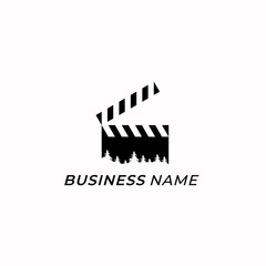 design logo combine film and pine forest