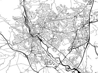 A vector road map of the city of  Exeter in the United Kingdom on a white background.
