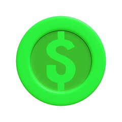 Fototapeta premium 3d green game coin with dollar sign