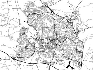 A vector road map of the city of  Swindon in the United Kingdom on a white background.