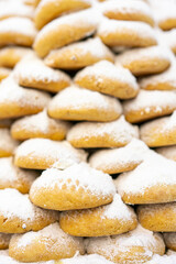 Cookies with powdered sugar close-up