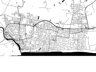 A vector road map of the city of  Littlehampton in the United Kingdom on a white background.