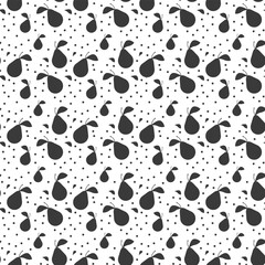 Pear vector seamless pattern. Fruit flat repeat background - 592287727