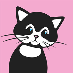 Cute kawaii cat character illustration, vector sticker.