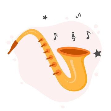 recommend clip art: retro illustration style cartoon musical saxophone