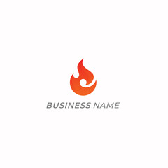 design logo creative letter E and fire