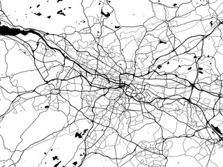 A vector road map of the city of  Glasgow in the United Kingdom on a white background.