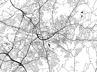 A vector road map of the city of  Oldham in the United Kingdom on a white background.