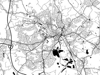 A vector road map of the city of  Wigan in the United Kingdom on a white background.