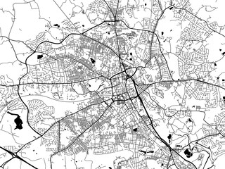 A vector road map of the city of  Bolton in the United Kingdom on a white background.