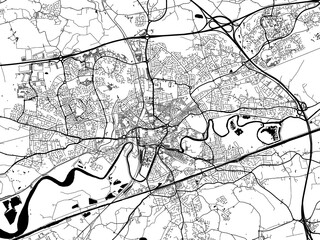 Obraz premium A vector road map of the city of Warrington in the United Kingdom on a white background.