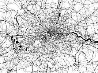 A vector road map of the city of  London Metro in the United Kingdom on a white background.