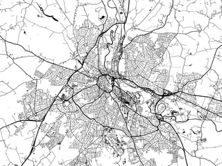 A vector road map of the city of  Derby in the United Kingdom on a white background.