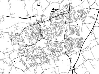 A vector road map of the city of  Harlow in the United Kingdom on a white background.