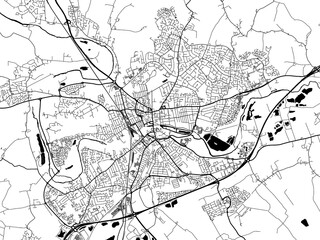 A vector road map of the city of  Bedford in the United Kingdom on a white background.