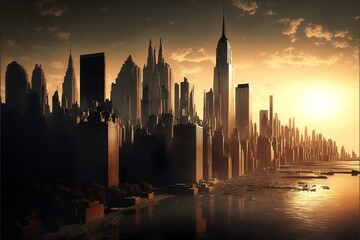 beautiful image of a city with skyscrapers