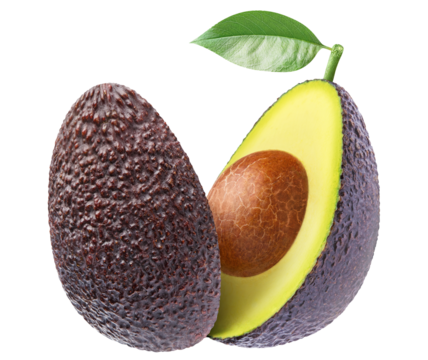 Delicious avocado fruit cut out
