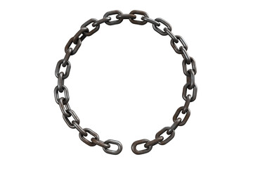 3d image of metallic broken chain