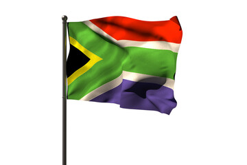 Waving flag of South Africa on pole