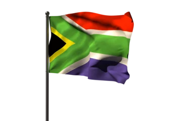 Photo sur Plexiglas Afrique du Sud Waving flag of South Africa on pole