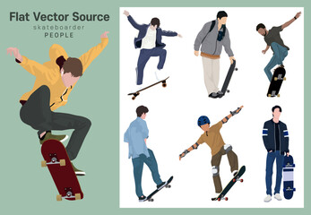 Skateboarder Related Fashion Illustration Human Silhouette Vector Sauce Collection