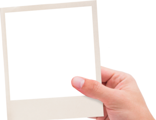 Beige frame held by human hand