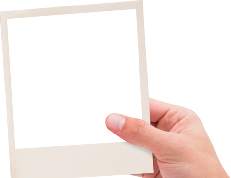 Beige frame held by human hand